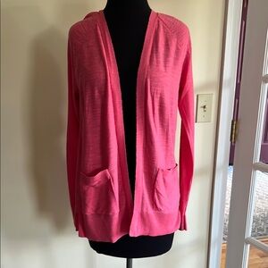 LOFT Bright Pink Open-Front Cardigan